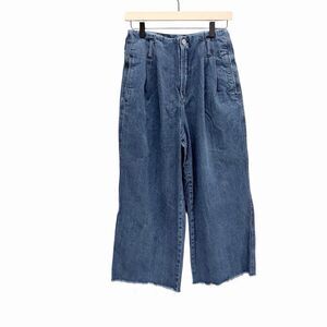 Zara High-Waisted Wide Leg Jeans Raw Hem Denim Vintage Inspired Women’s US 4